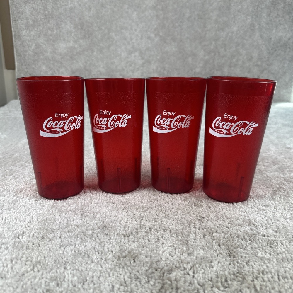 Coca Cola‎ Restaurant Red Plastic Tumblers Cups 22oz USA 2000P Cambro Set of 4